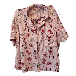 Valentine Pajama Set XL Pink Cowgirl Heart Cactus Rodeo Print Shorts Top